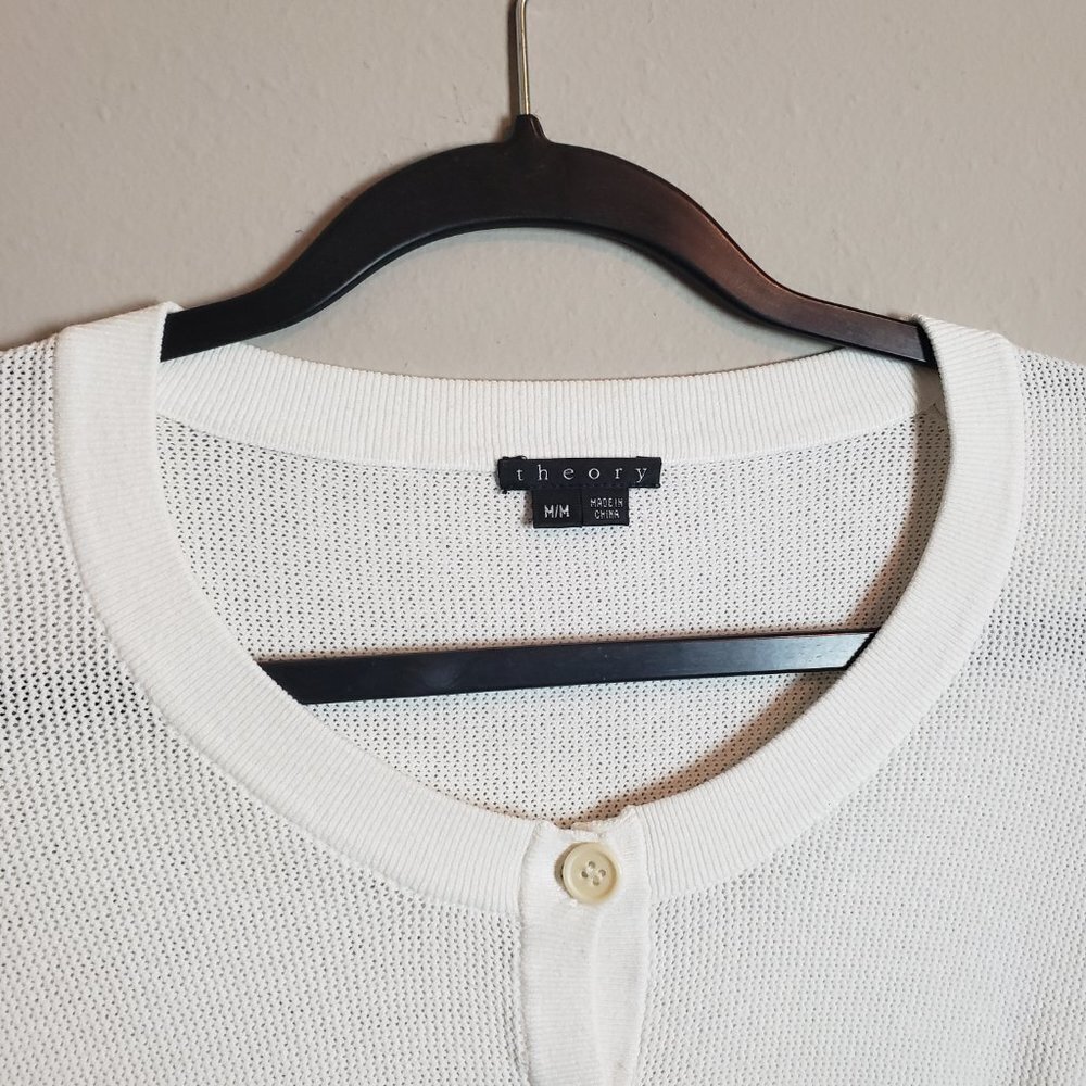 Theory Holli Shock Ivory Button Down Blouse Top Medium - Picture 2 of 7